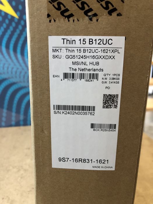 Ноутбук MSI Thin 15 i5-12450H/16GB/512 RTX3050 [B12UC-1621XPL]