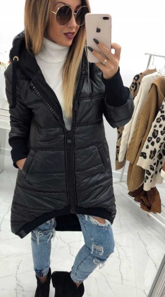 kurtka asymetryczna mi...mi S M 36 38 czarna black mannei oversize