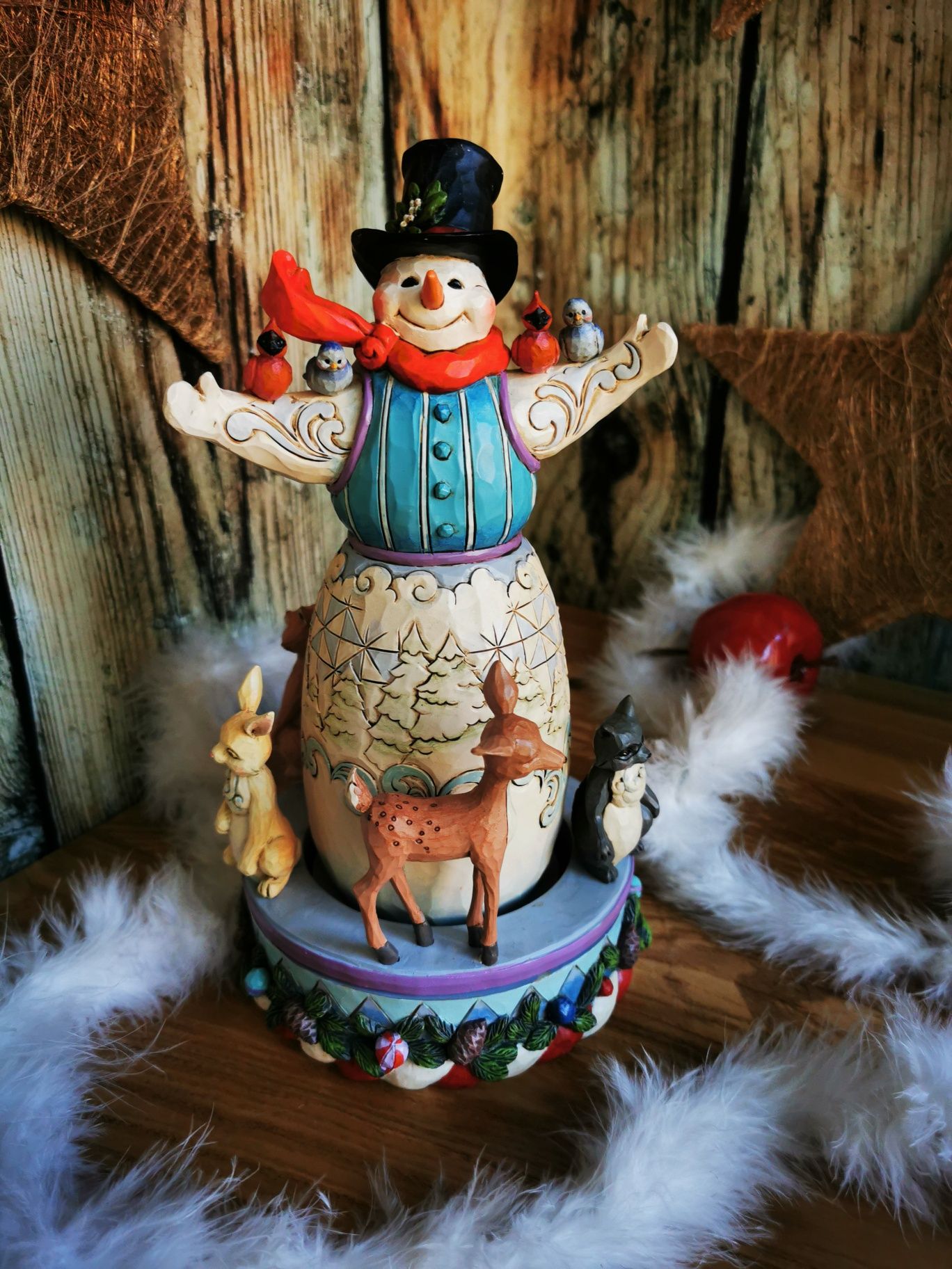 Jim Shore, bałwan, bałwanek ze zwierzątkami, oryginał, kolekcja Enesco