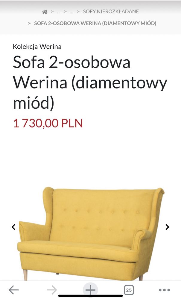 Sofa uszak Miodowa 2 osobowa