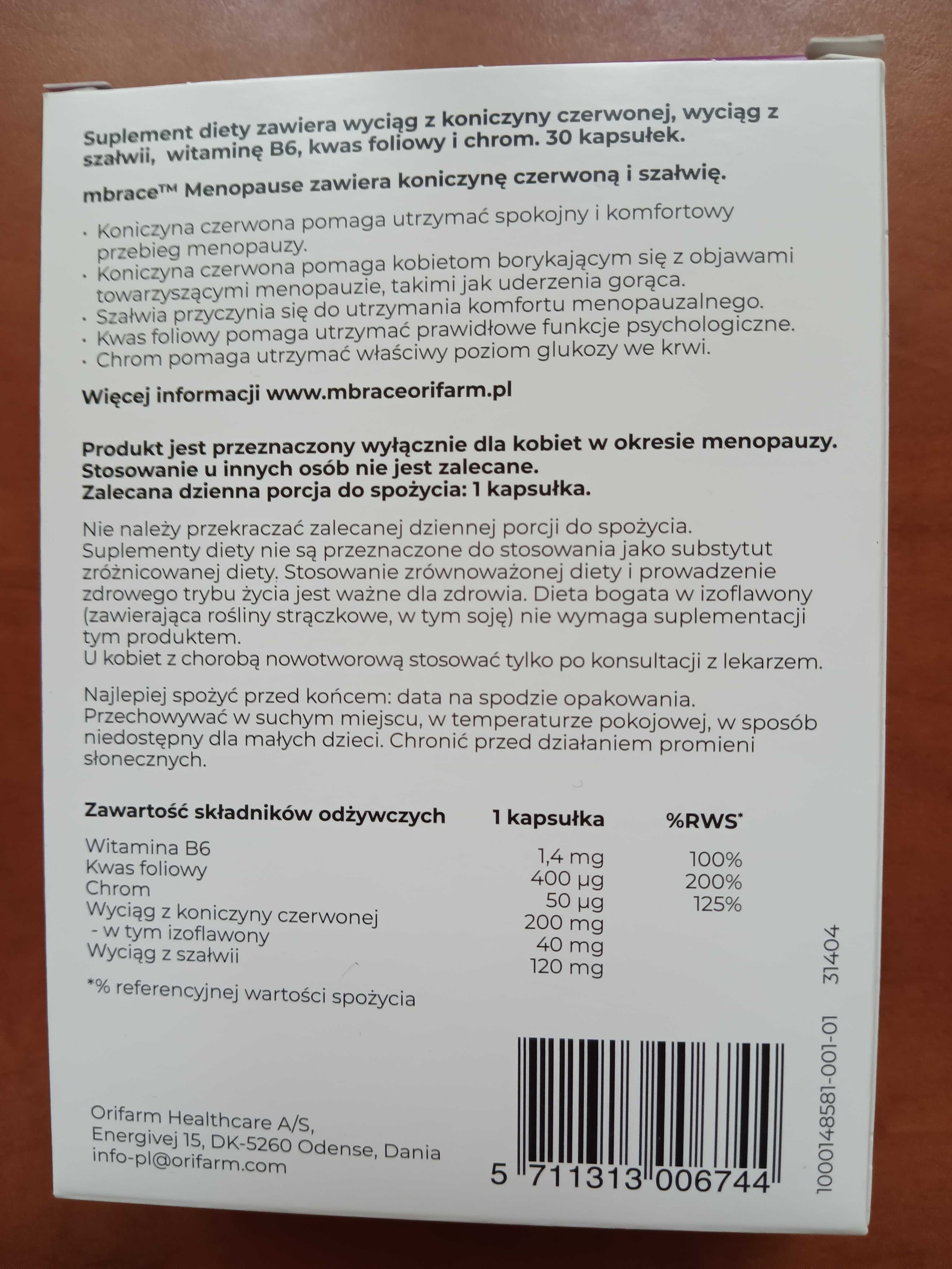 Mbrace MENOPAUSE czerwona koniczyna + szałwia 30 kapsułek