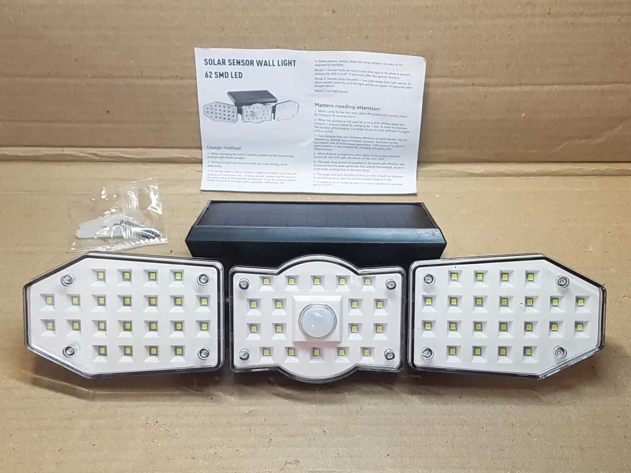 Solar Sensor Wall Light 62LED на сонячній батареї з датчиком руху