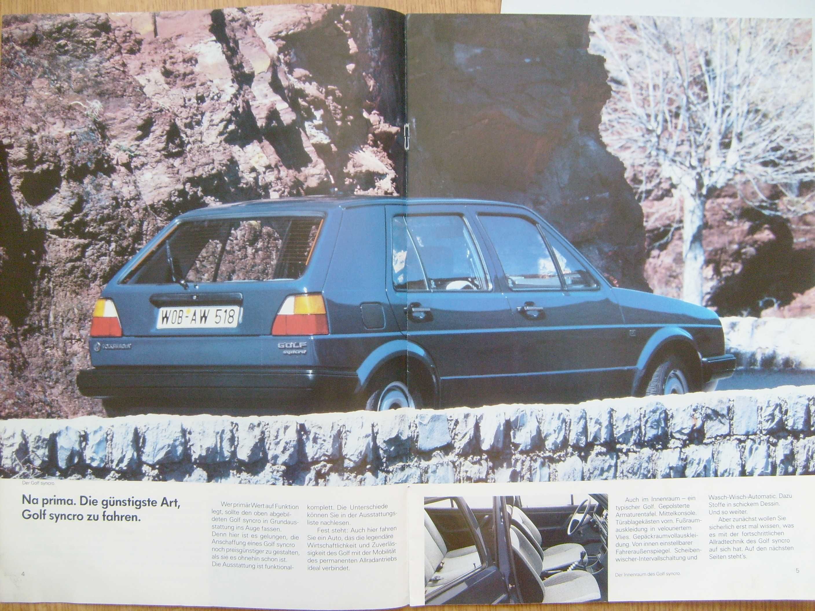 VW Volkswagen Golf Mk2 SYNCRO 1986 prospekt 22 str. WYPRZEDAŻ KOLEKCJI