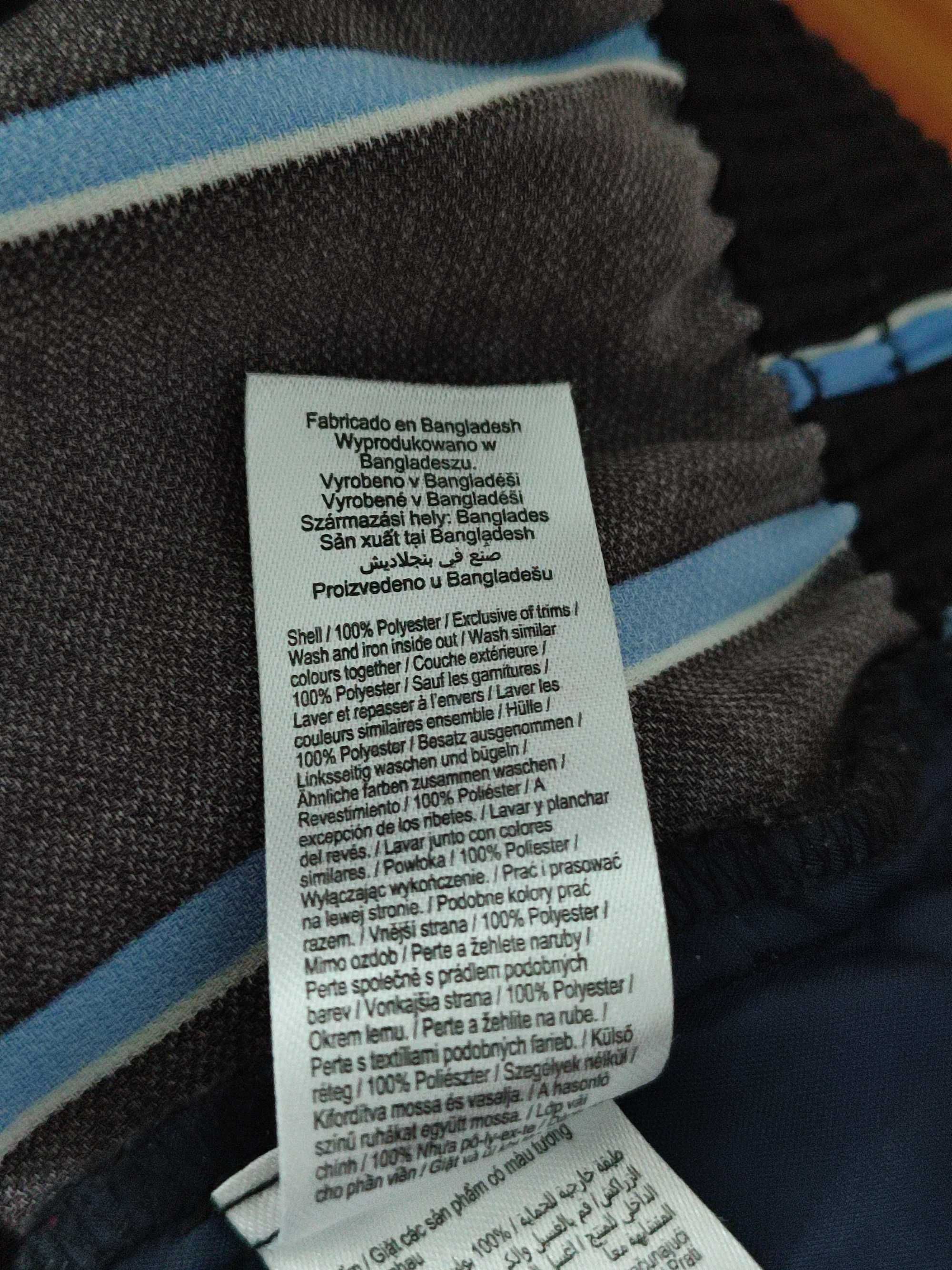 Czarne, eleganckie, materiałowe spodnie w niebiesko-białe paski