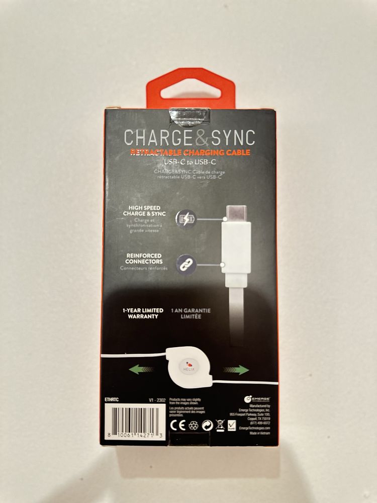 Кабель для зарядки висувний 1 м type c.