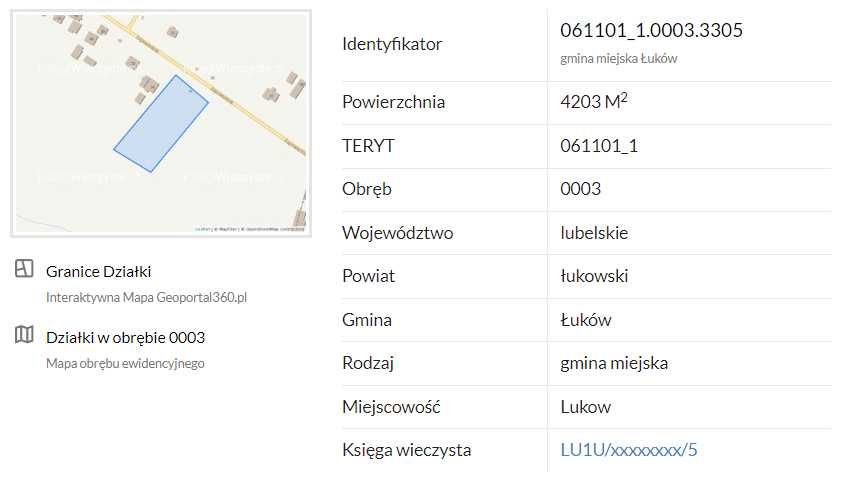 Działka budowlana RMU29 Łuków 42m x 100m