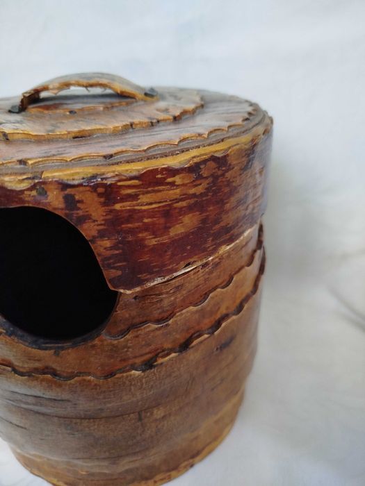 Stary drewniany pojemnik hand made rękodzieło