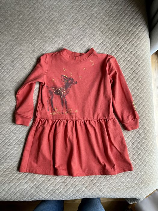 Rozm 116 sukienka Endo dla dziewczynki pomarańczowa z jelonkiem
