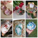Muszelki handmade decoupage taca na biżuterię