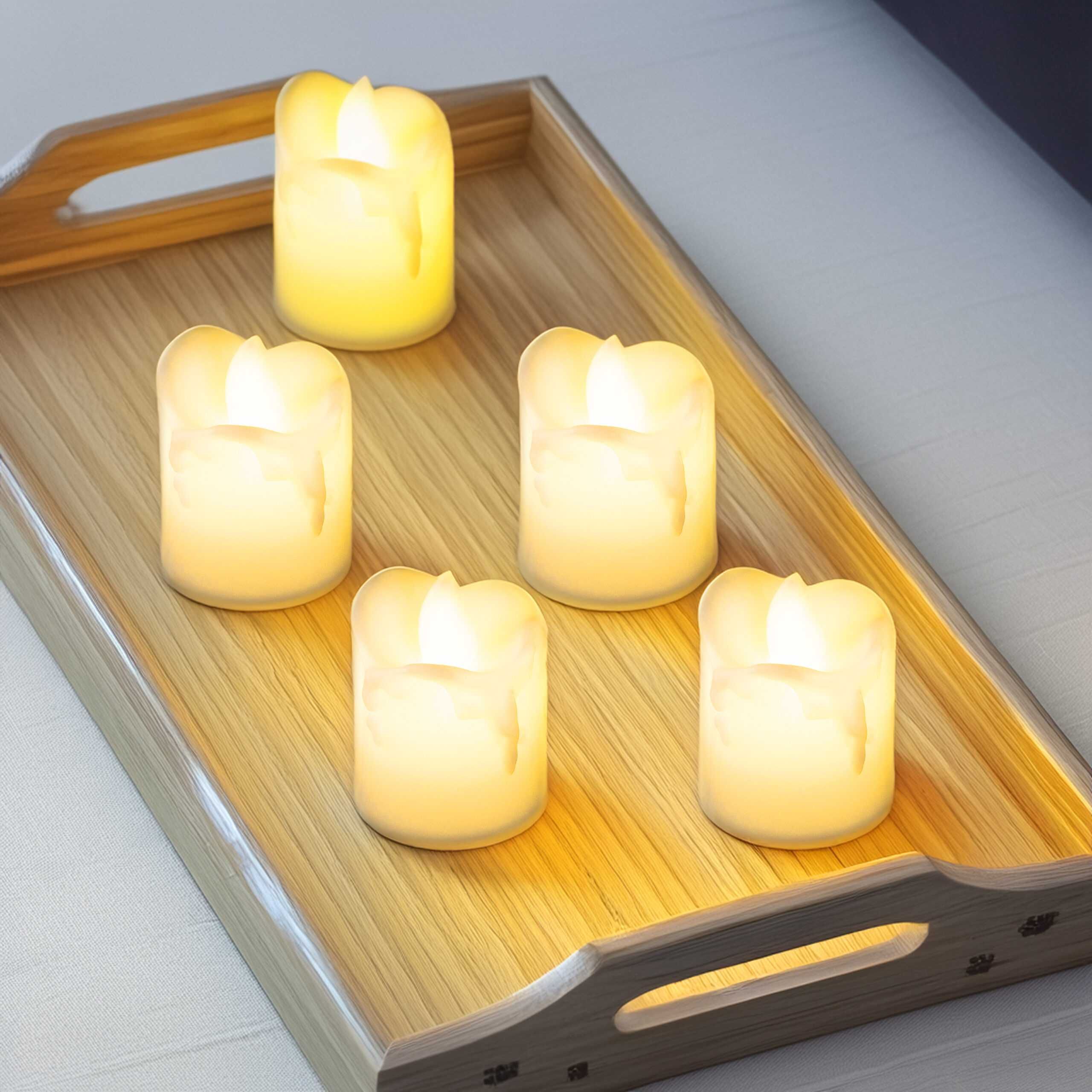 Świeczki LED TEALIGHT 4 sztuki wkład do znicza dekoracja witraż
