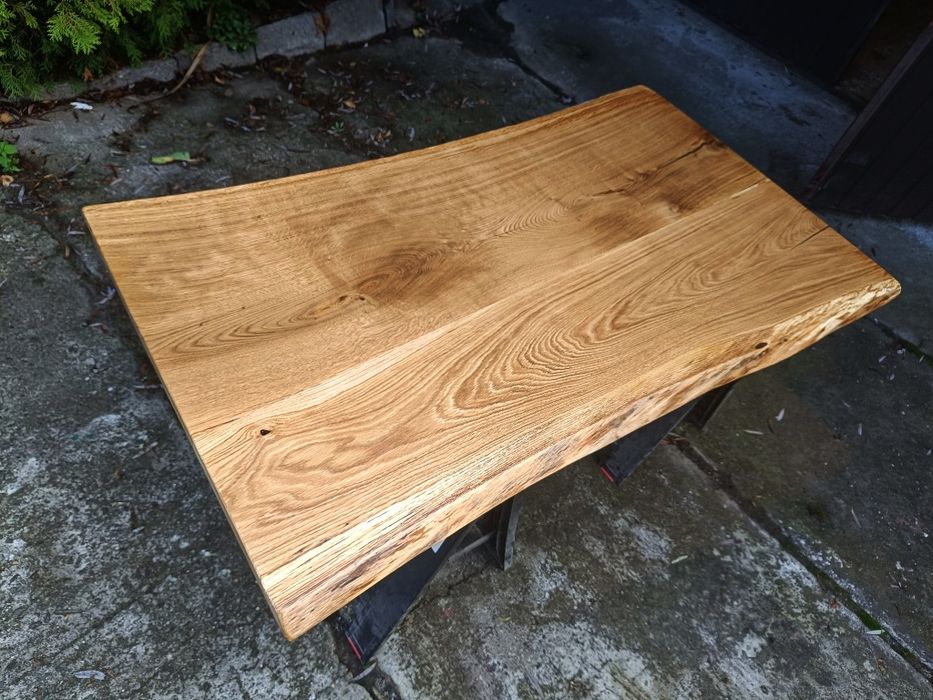 Blat dębowy 5 Live Edge 143x79-84 na stół biurko ławę