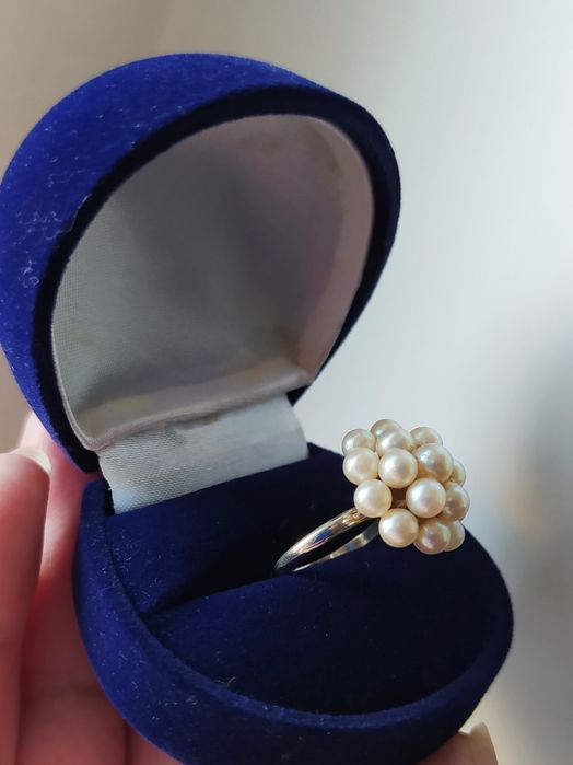 Perły pierścionek perełki srebro 925