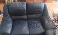 2 sofás Azul escuro 2 lugares cada sofa em pele Divani e Divani