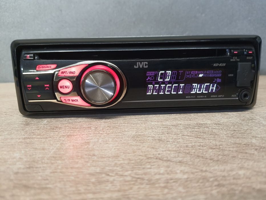 Radio Samochodowe JVC KD-R35 USB CD z MP3 AUX 4x50W RCA dla wzmacniacz