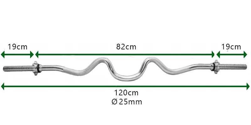 Gryf mocno łamany sztanga 120cm 25mm WR