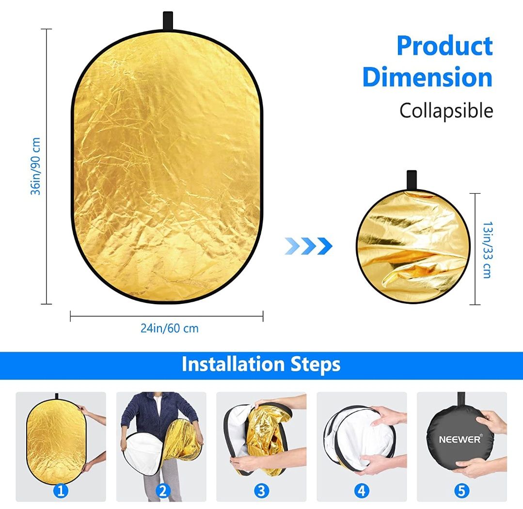 Reflector/Difusor 5 em 1 Neewer 60x90cm NOVO