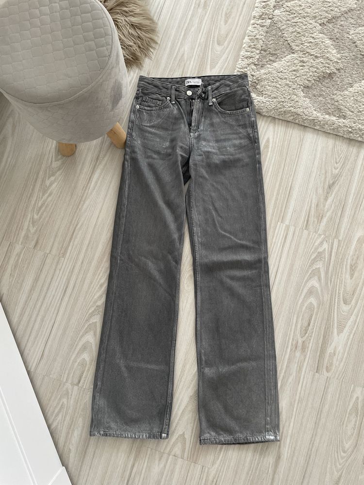 szaro srebrne jeansy zara 32