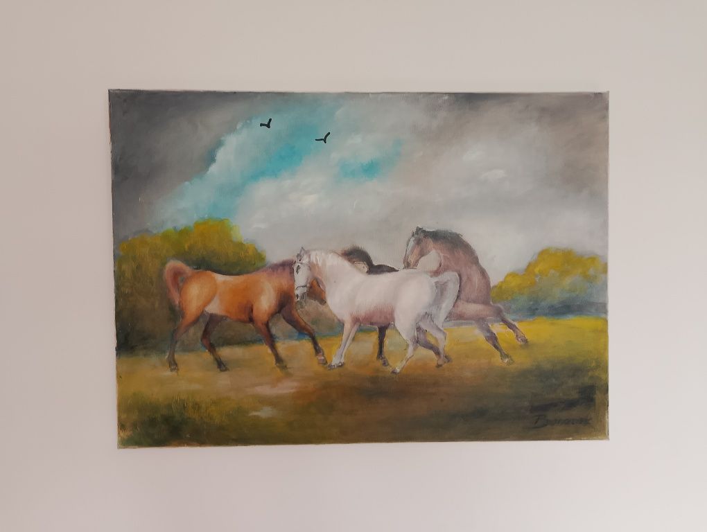 Pejzaż konie 70/50 cm