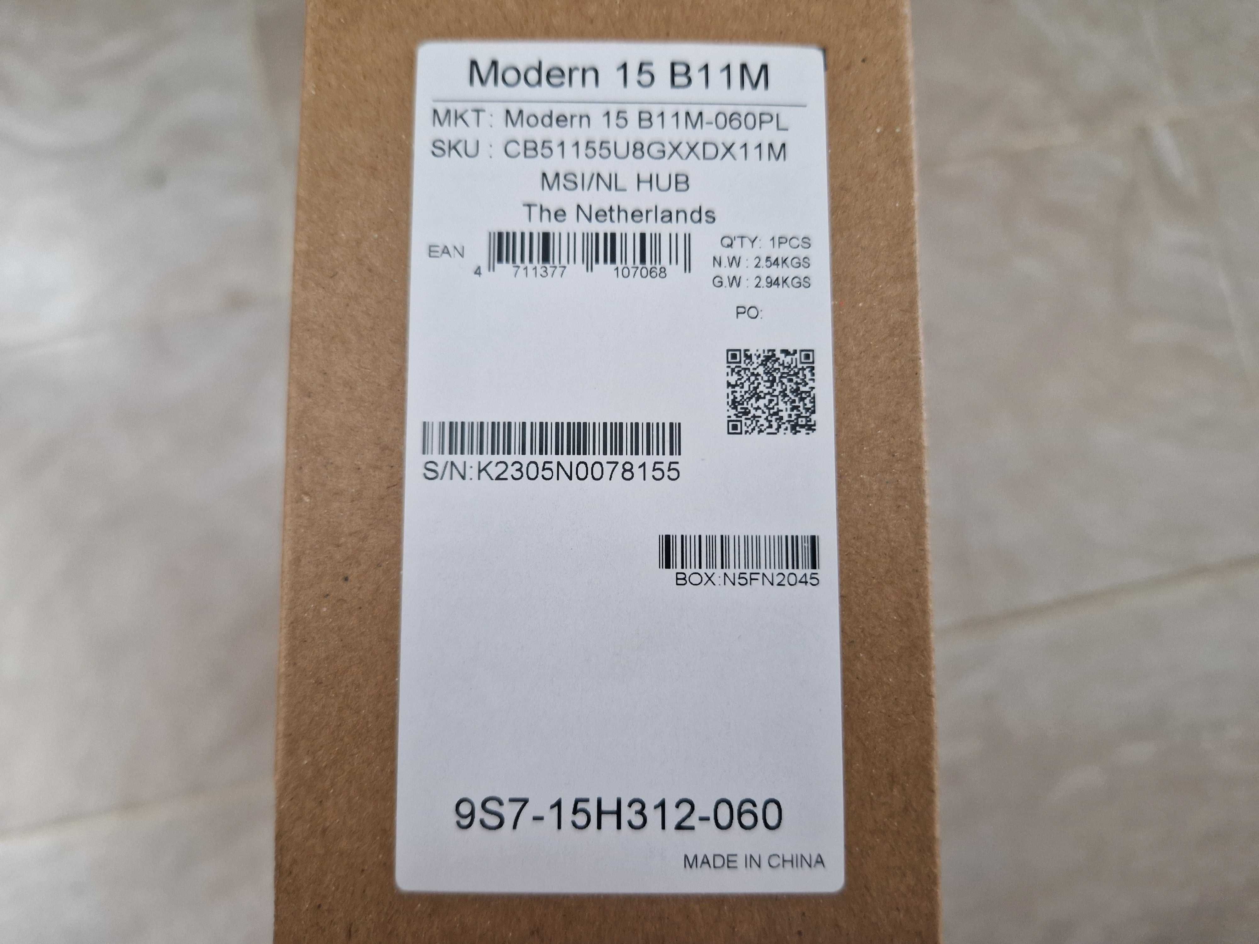 Nowy Laptop MSI Modern 15 B11M / i5 /  512GB SSD / 8GB Ram / Gwarancja