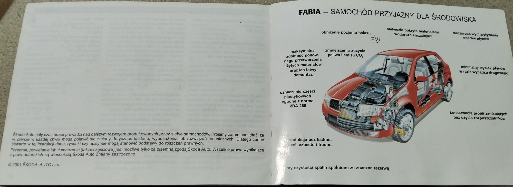 Instrukcja obsługi po polsku Skoda Fabia I 2001r