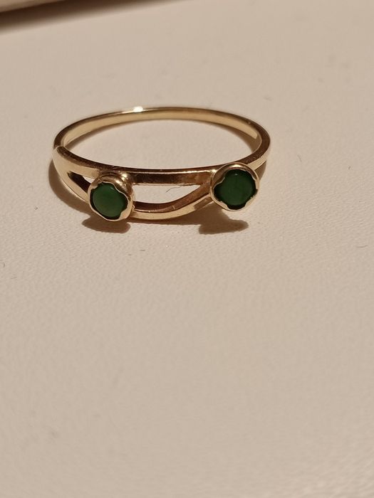 Warmet złoty polski pierścionek falbanka turkus