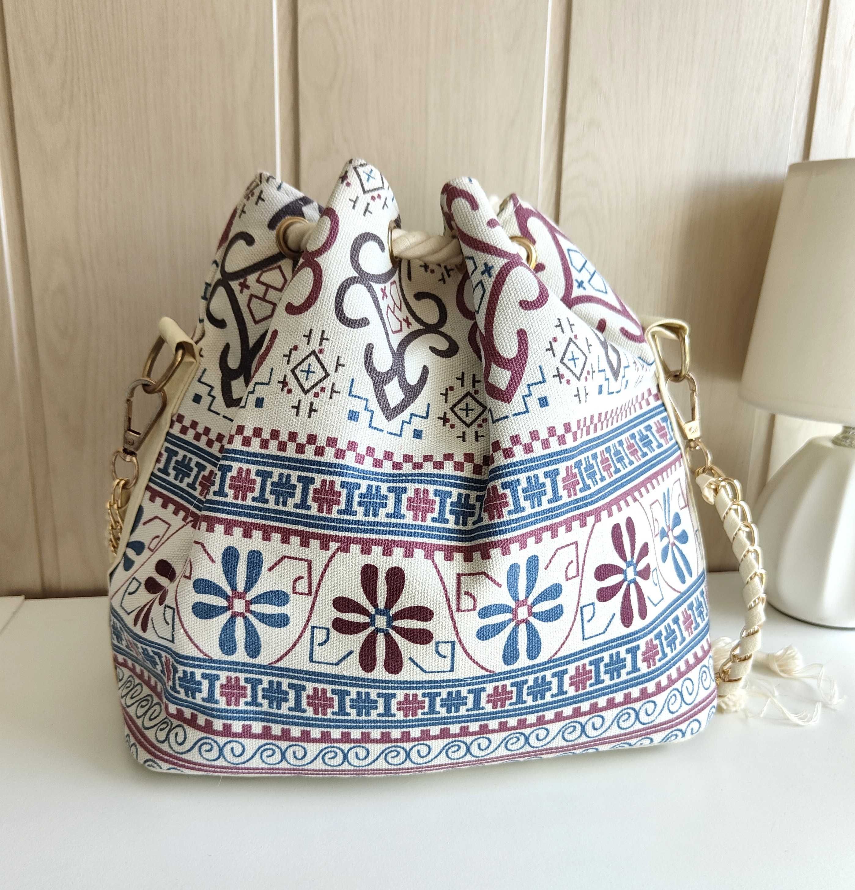 Mała torebka worek na lato wzór boho bohemian orient festival