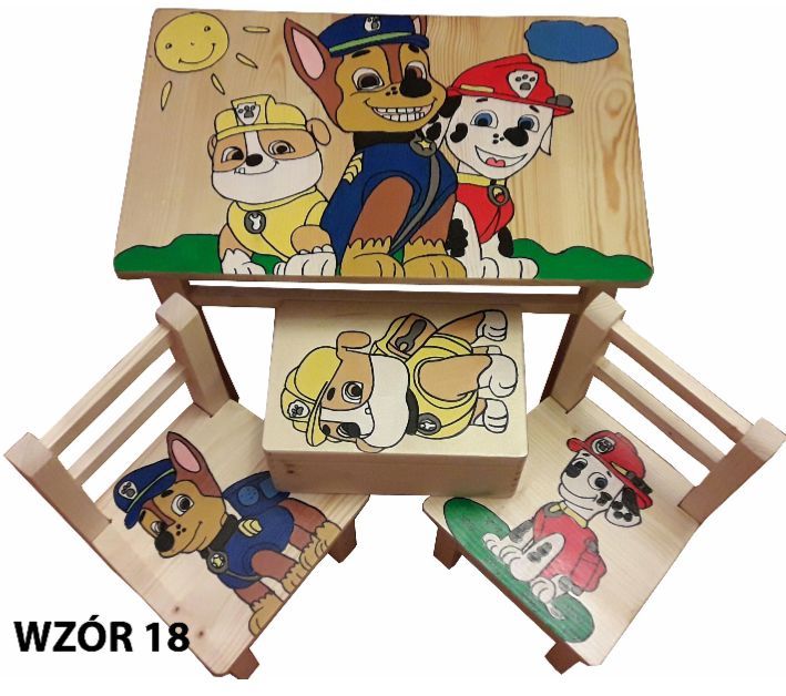 Mebelki drewniane dla dzieci stolik+2 krzesełka sosnowe