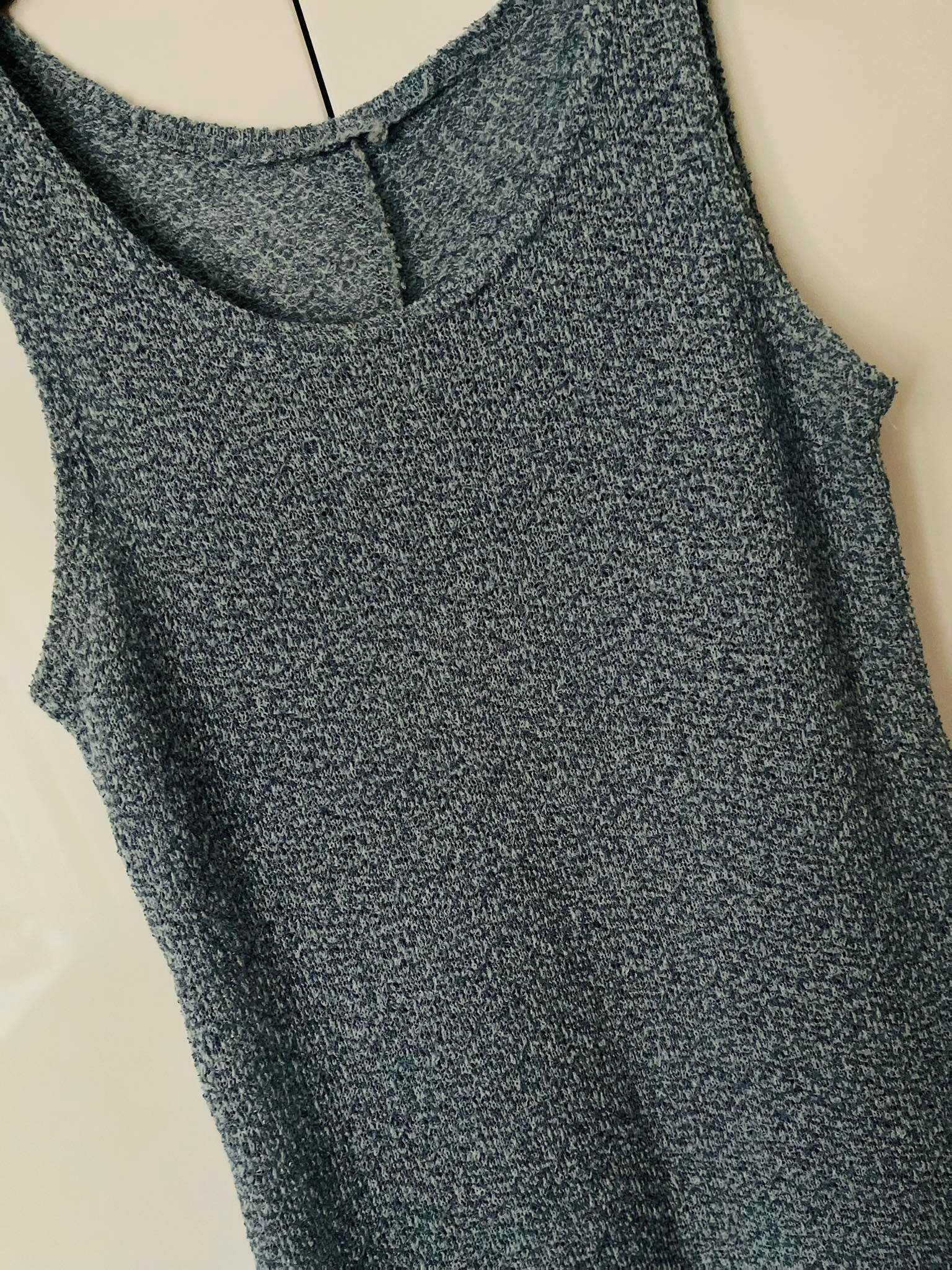 Błękitna / niebieska długa sukienka na ramiączkach M/L. Maxi.
