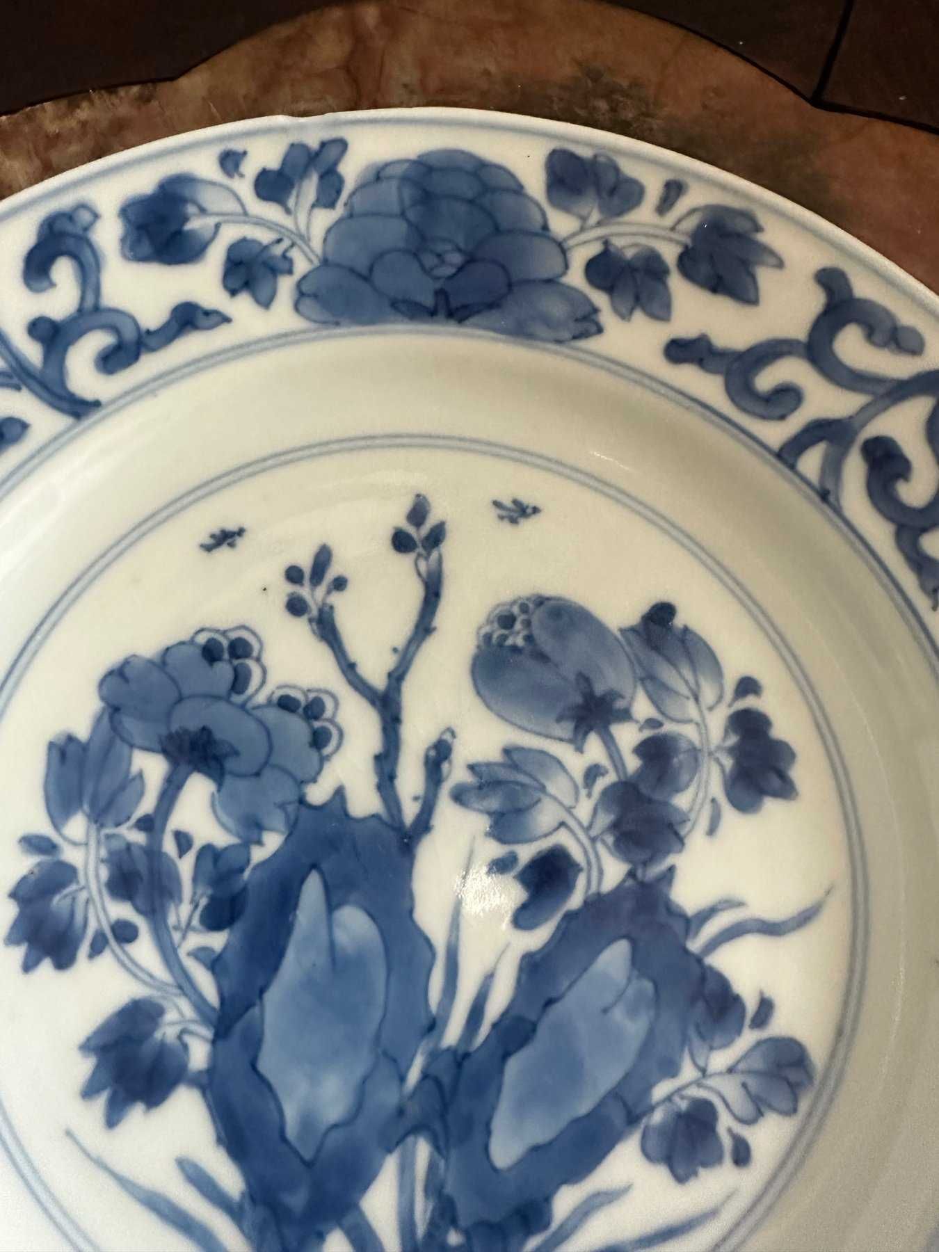 Prato de Porcelana Chinesa dec azul e branco, porcelana de exportação