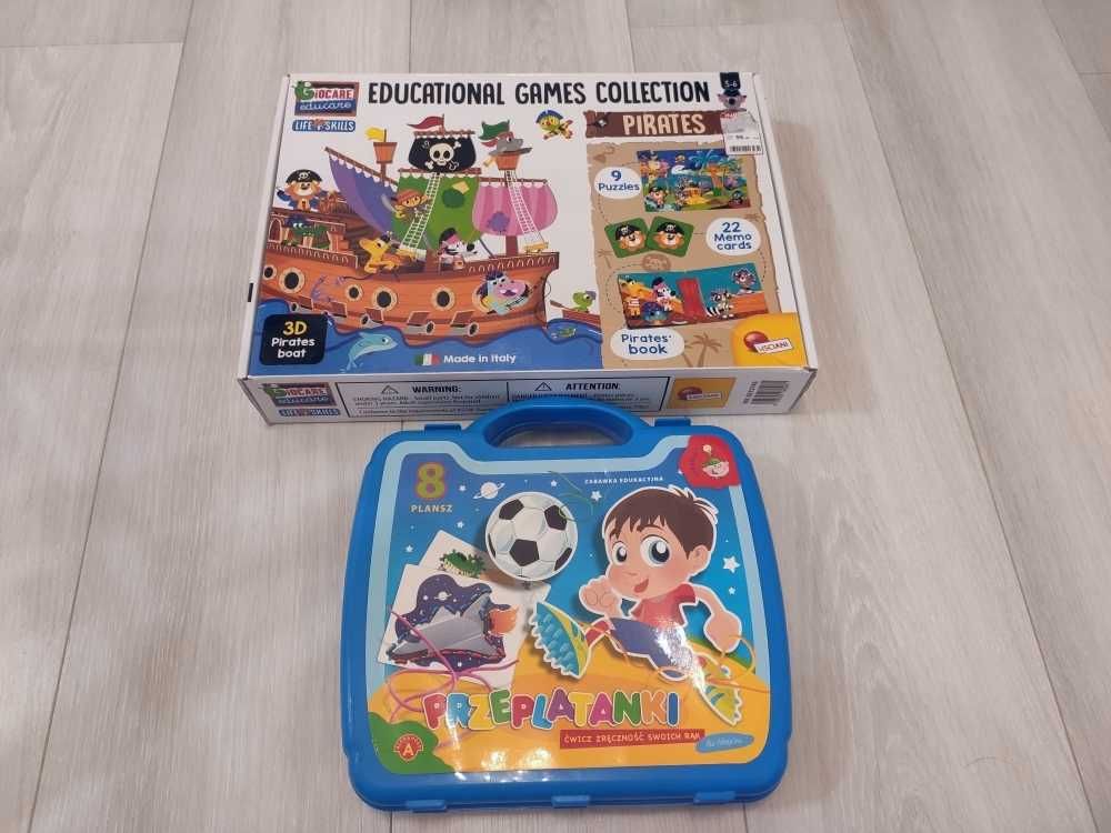 Kolekcja gier edukacyjnych, puzzle, statek piracki 3D, przeplatanki