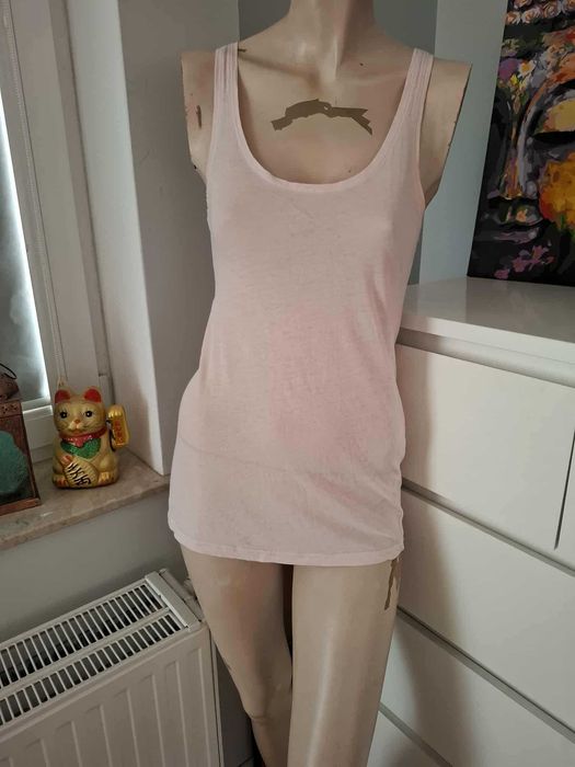 S 36 H&M jasnoróżowy tank top na ramiączkach bawełniany Soft Grunge