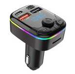 Transmiter FM, BLUETOOTH, samochodowy ,2xUSB, 1x USB-C