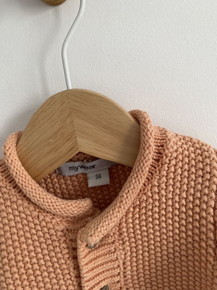 Sweter morelowy 56 na guziki jak newbie bawełna