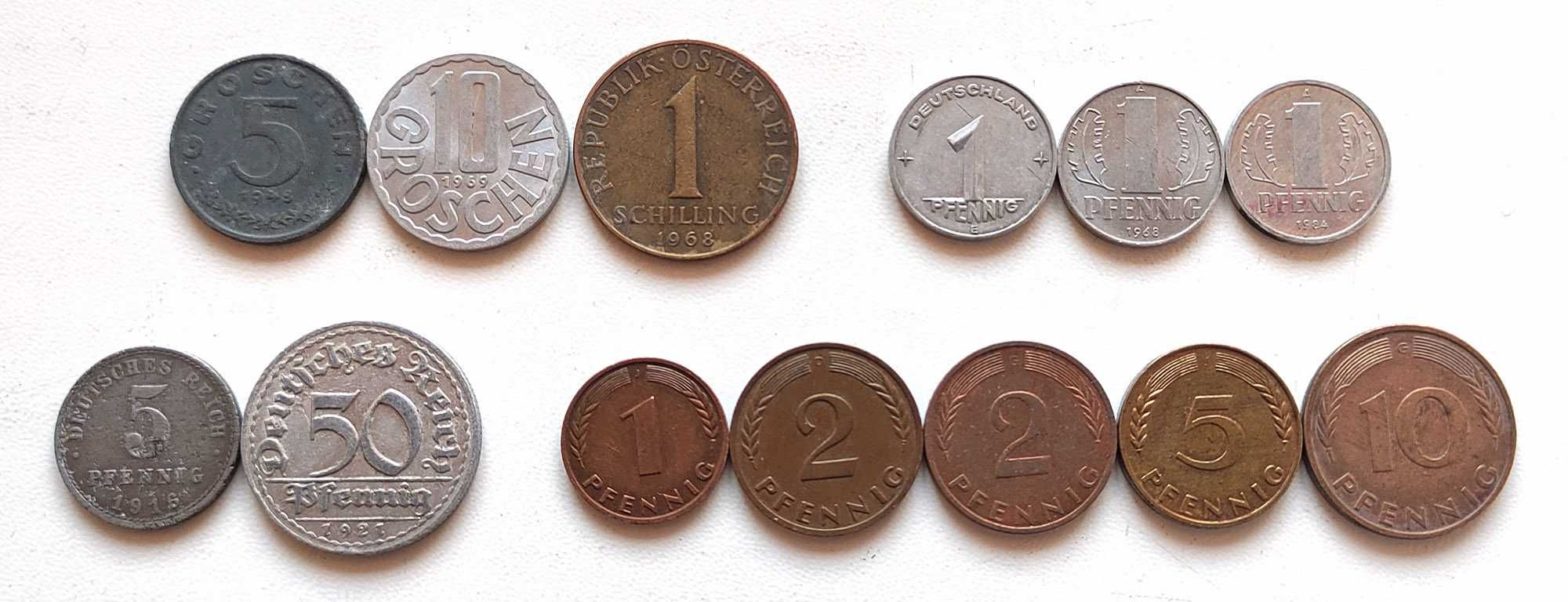 Монеты Германии и Австрии (пфенниги, гроши), 13 шт