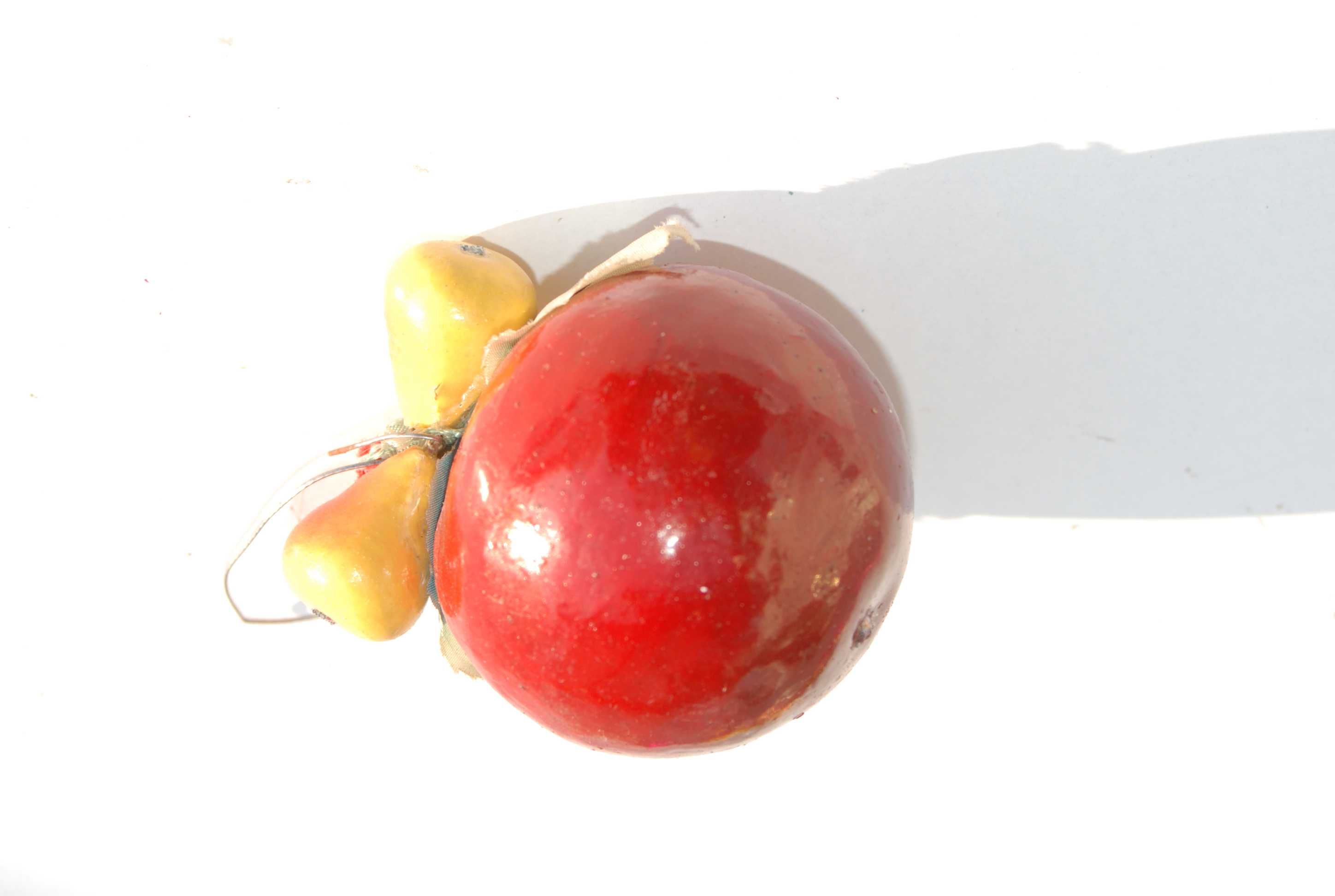 Stara ozdoba choinkowa bombka bańka jabłko gruszki rękodzieło antyk