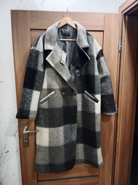 Sprzedam włoski płaszcz krata, czekolada