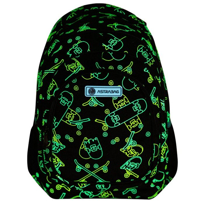 Plecak Trzykomorowy Astrabag Z Motywem Deskorolek Świecących W Ciemnoś