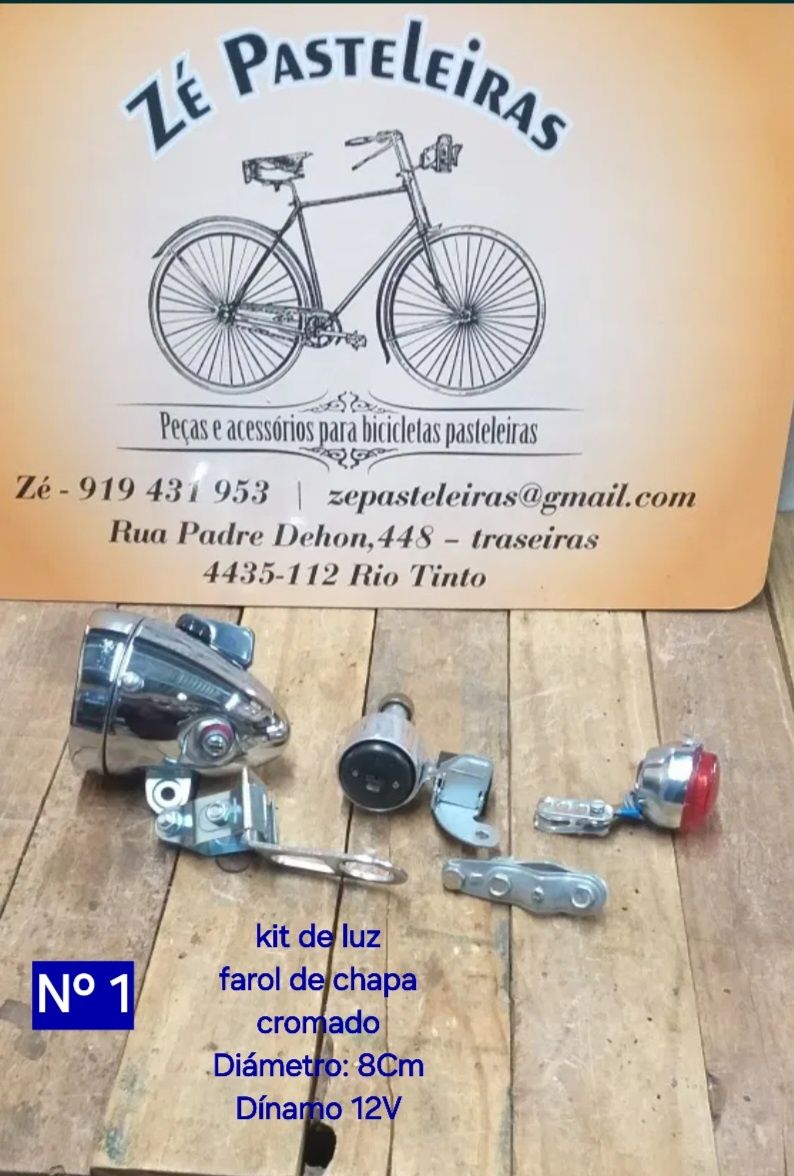 Conjunto de luz de dínamo bicicleta pasteleira/clássica