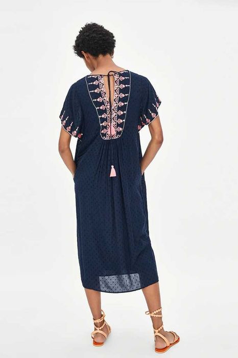 ZARA, LUX, sukienka plumeti, HAFT, M/L