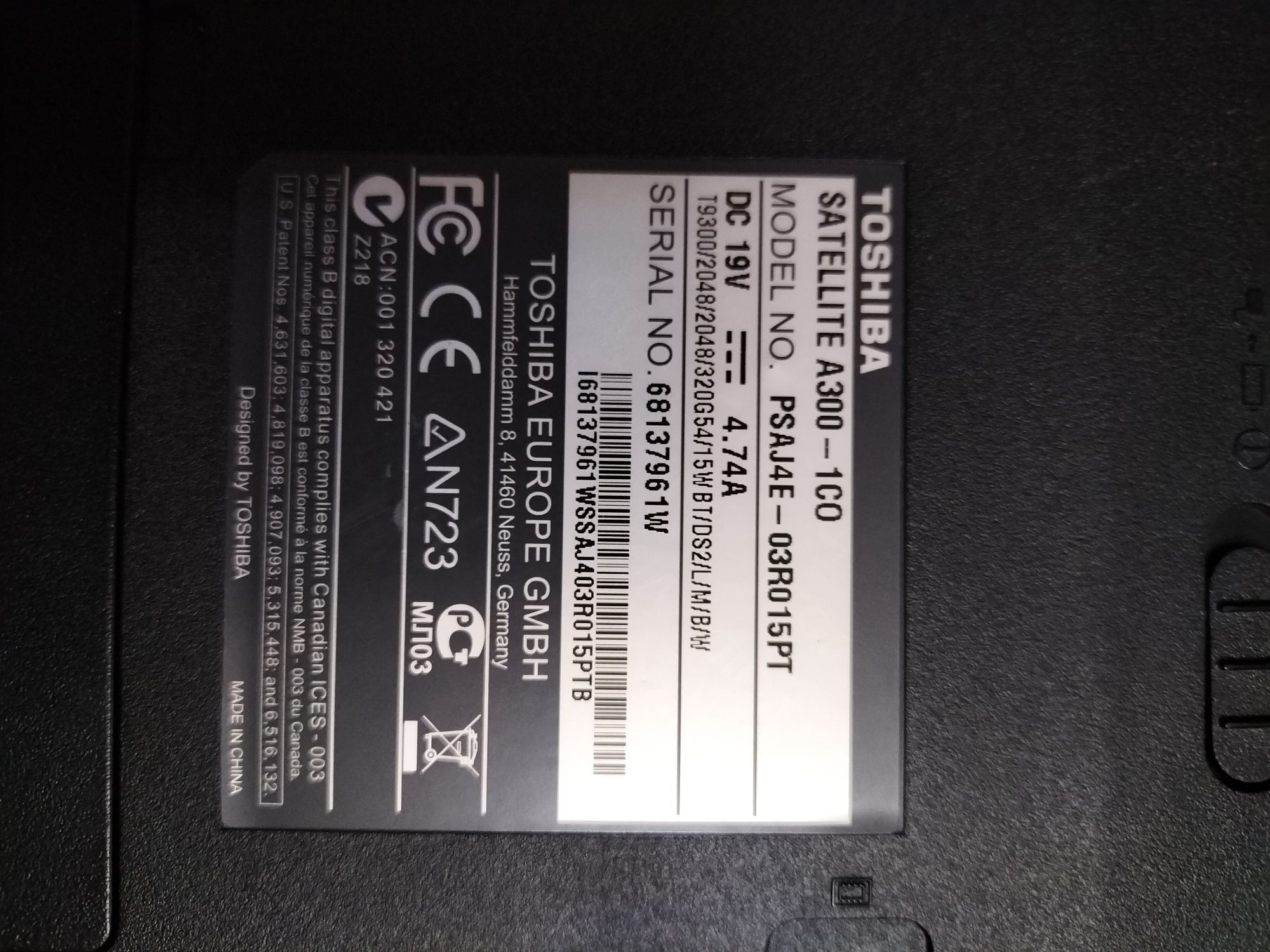 Computador portátil Toshiba para peças