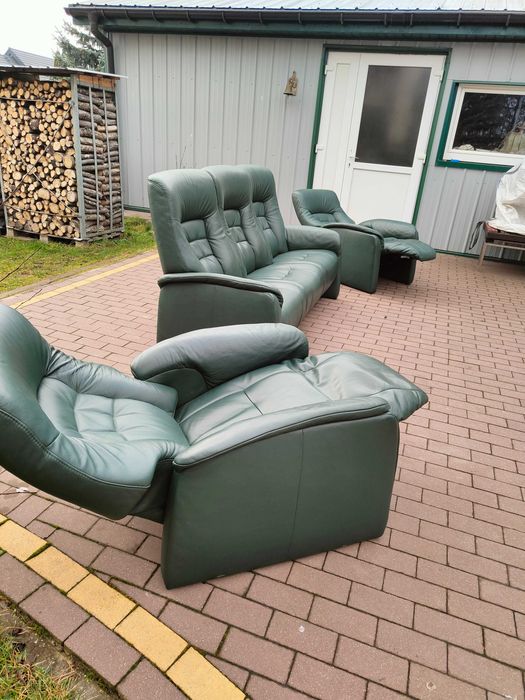 komplet wypoczynkowy funkcja relaksu 100 % skóra