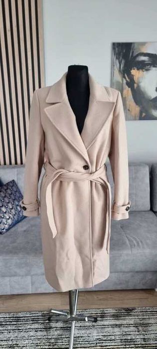 Płaszcz szlafrokowy z wełną pasek Zartex ochnik r.42/44