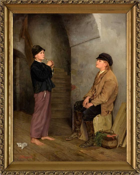 Józef Wincenty Kruszewski obraz "Krótka przerwa" olej