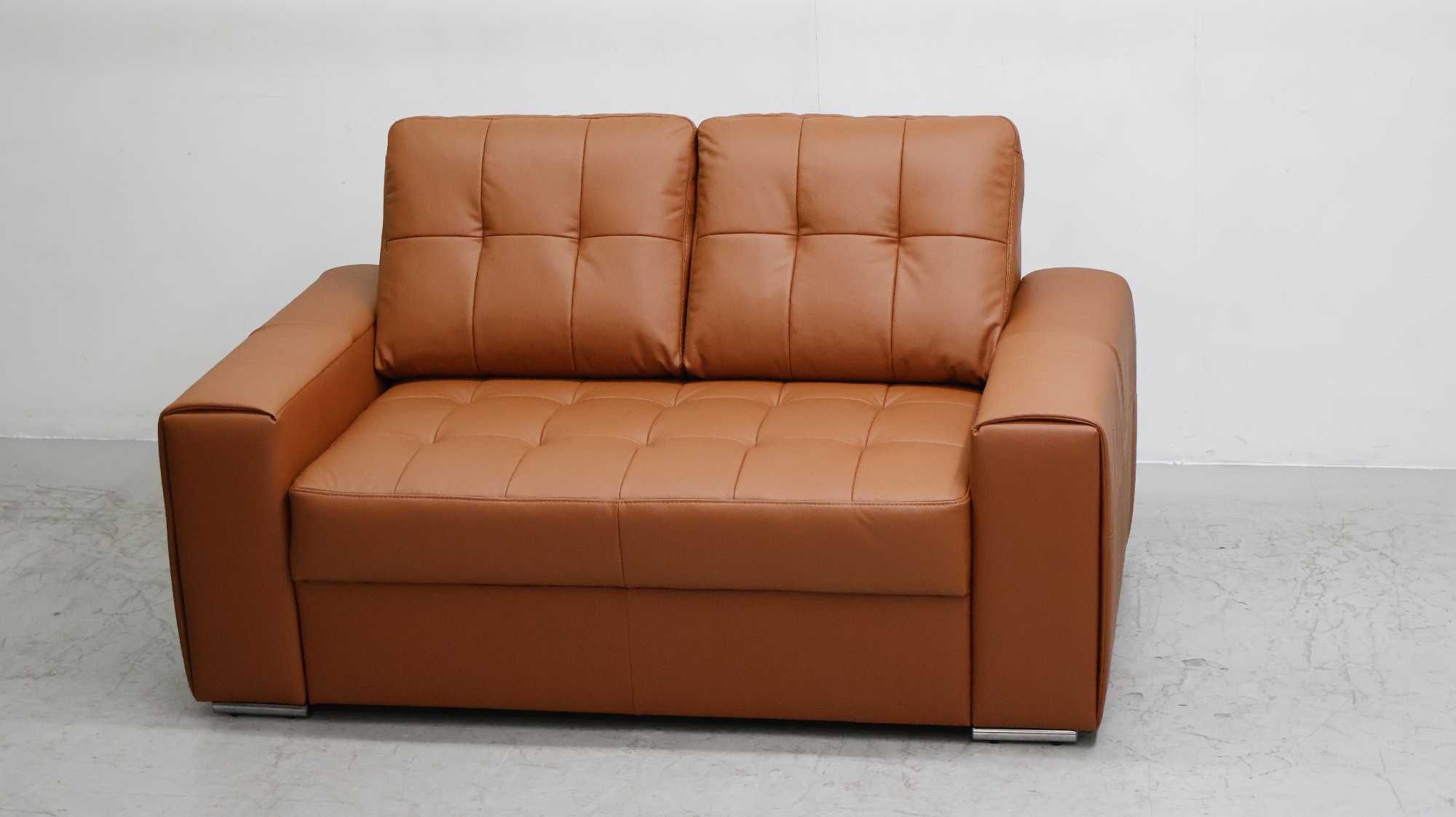 2 os sofa, kanapa, karmelowa SKÓRA naturalna 3999 skóra Madras brąz