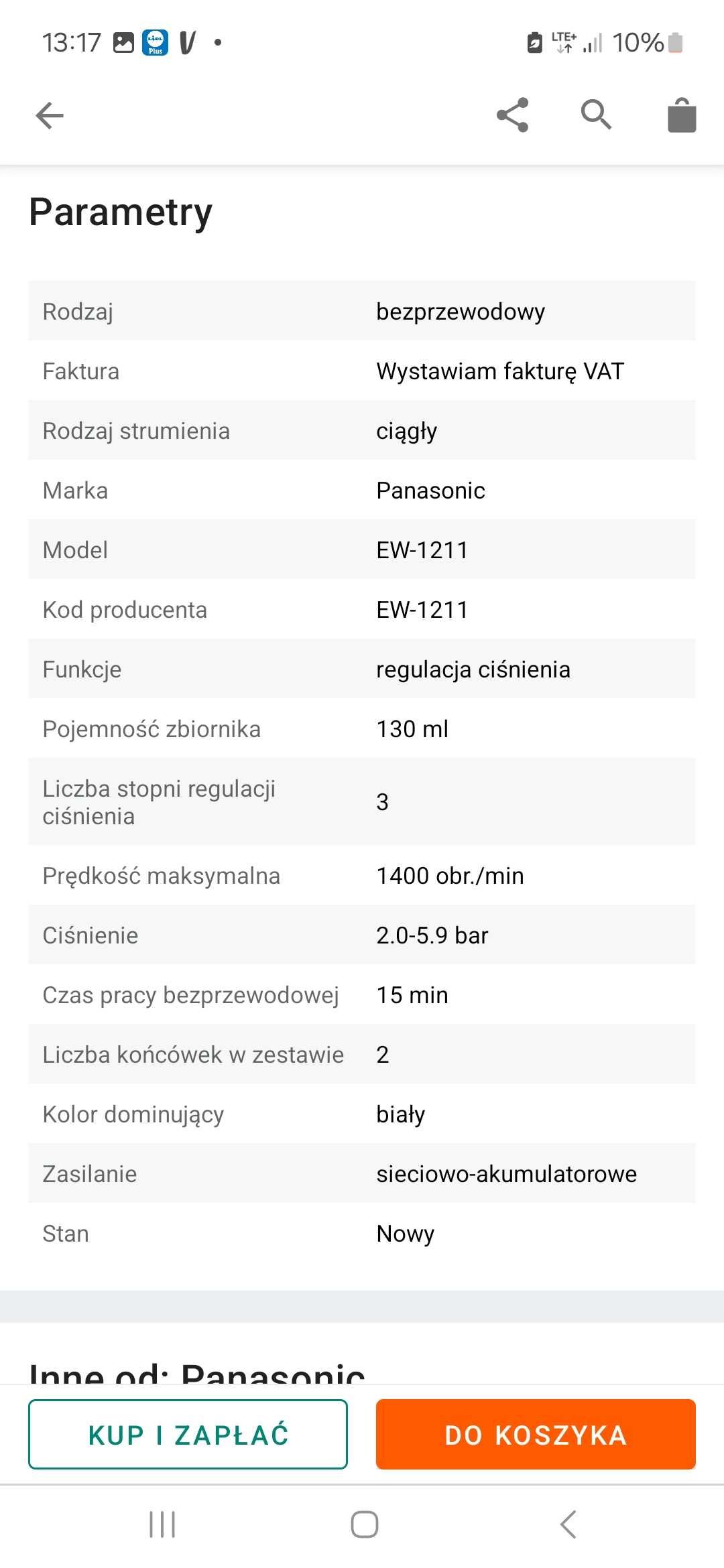 Panasonic EW1211 Irygator do płukania jamy ustnej biało-niebieski