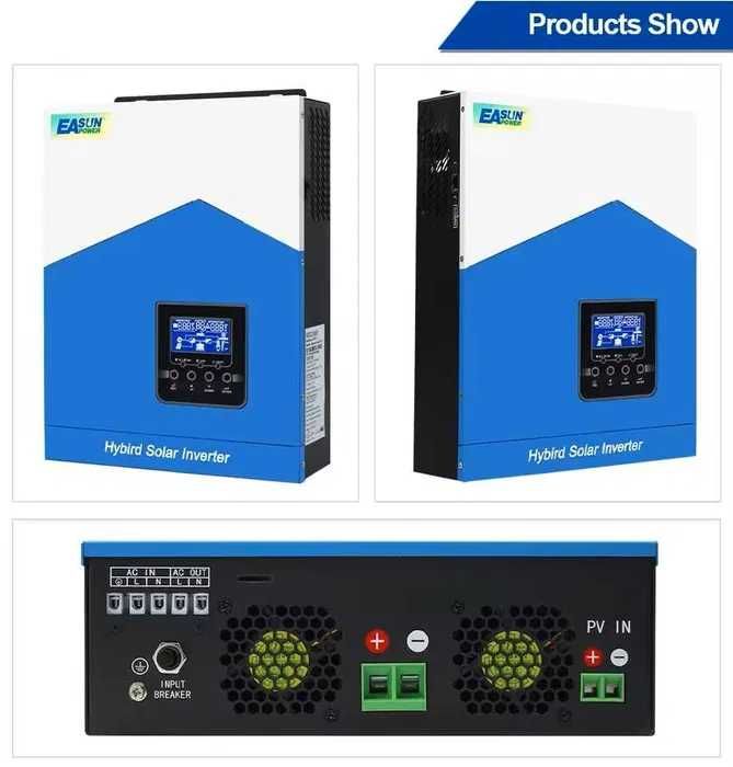 Гібридний сонячний інвертор Easun Power 12V AC 220В 2.2KW WIFI