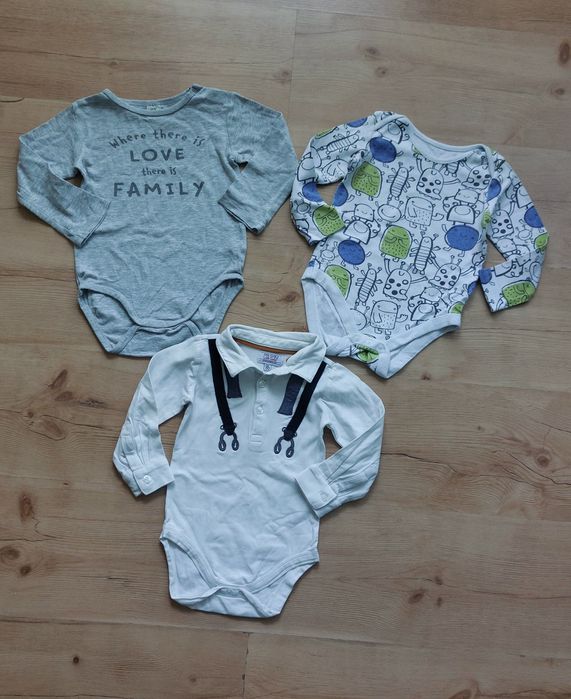 Zestaw body dł rękaw 86 h&m cool club f&f