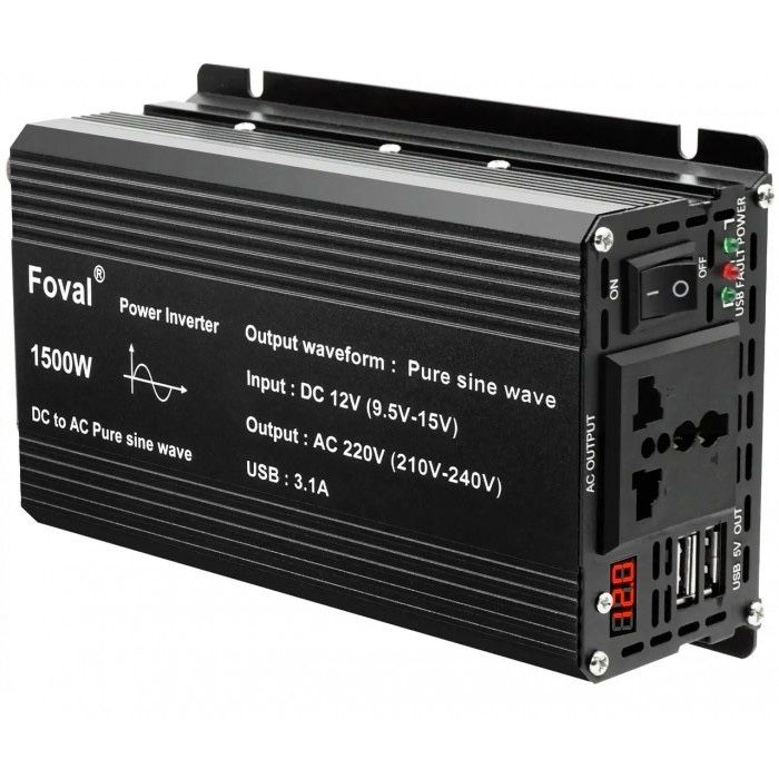 Інвертор 12V-220 FOVAL 1500W чиста синусоїда