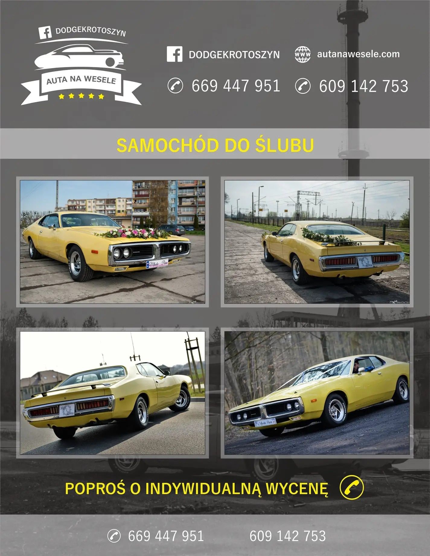 Samochód do ślubu | Dodge Charger 1973