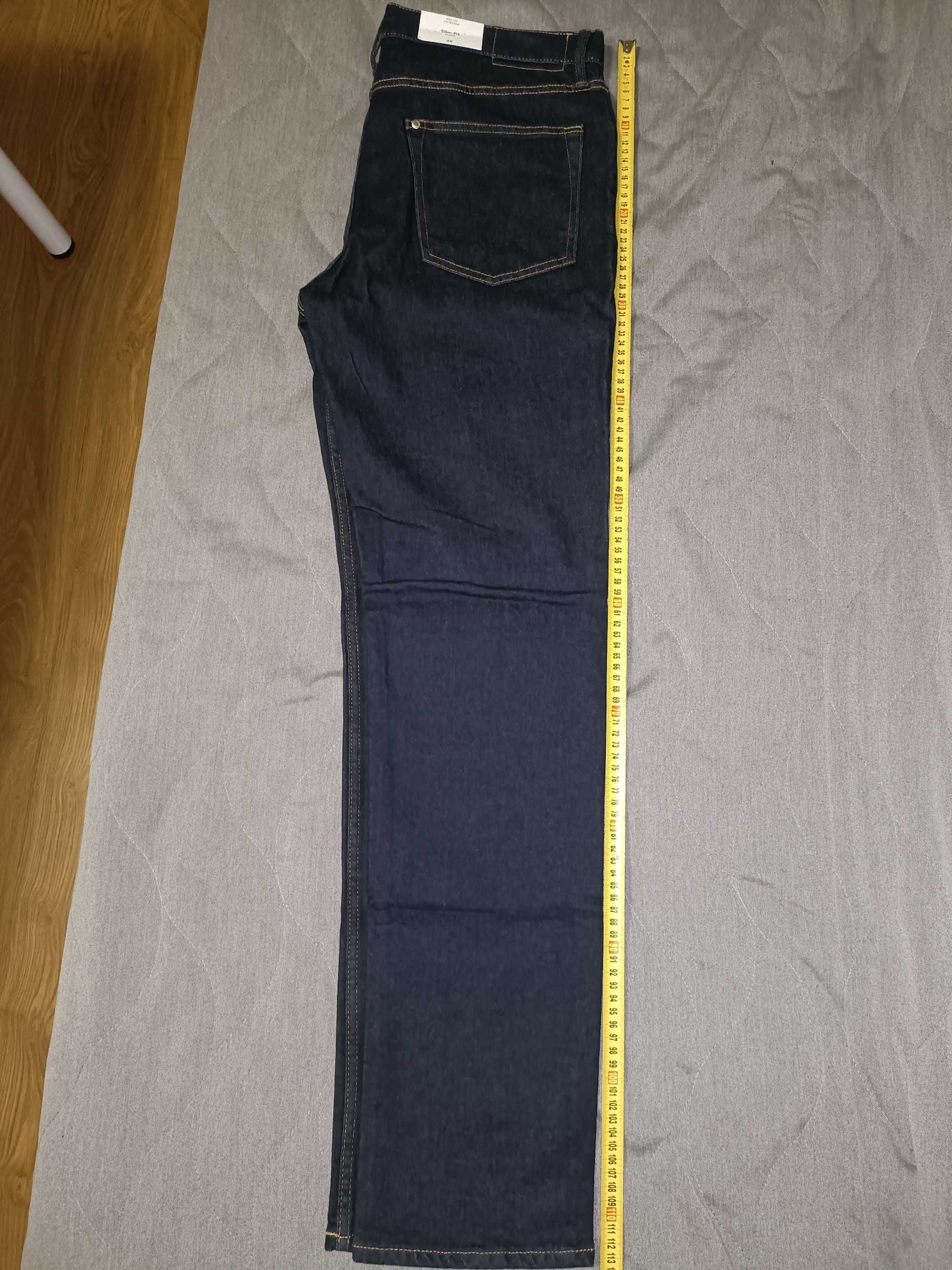 Spodnie męskie-Slim Jeans H&M, rozmiar 34/34, ciemnoniebieskie (nowe)